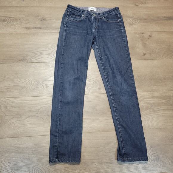 Paige Jeans Womens 25 Blue Denim Skyline Skinny Fit Distressed Stretch Casual - Picture 3 of 9